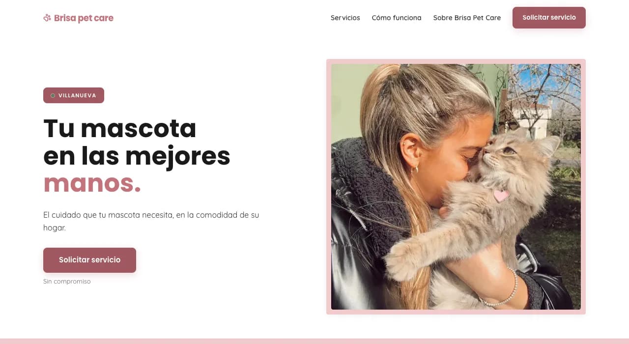 Une plateforme de réservation pour un service de garde d'animaux. Capture d'écran du projet
